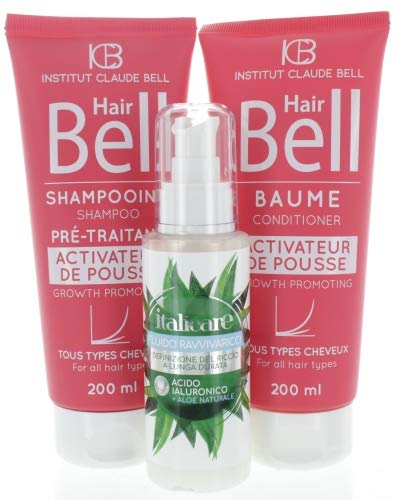Hyaluron Aloe Vera Lockenpflege (100ml) + HairBell Shampoo & Conditioner (2x200ml). Perfekt gepflegtes, lockiges Haar und 3x schnelleres Haarwachstum Cover