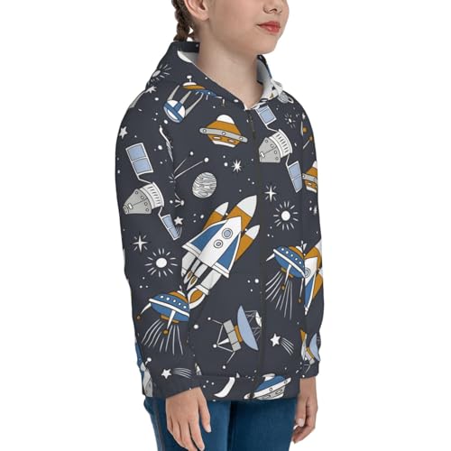Space Cars Kids Pullover Hoodies Boys Zip Up Sweatshirts Girls Athletic Clothes with Pocket4
