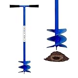 Jappy Agro Hole Digger, Manual Digging Earth Auger, Post Hole Soil Digging Machine, Farming Tool (Heavy Duty, Double Blade, 6 Inch Tempered Auger, Blue Color, 1 pc)