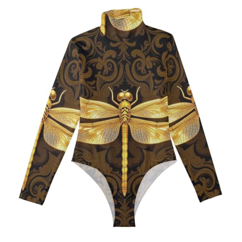 Body manga larga mujer estampado mandala libélula camiseta moldeadora control abdomen