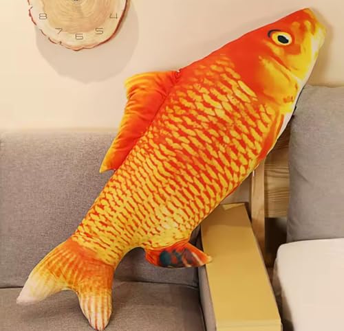 Almofada em Forma de Peixe Realista Fofo Engraçado (Carpa Dourada, 60cm)
