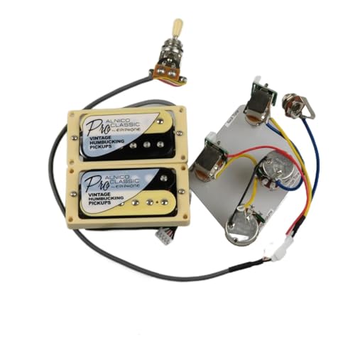 ギターワイヤーハーネスキット アルニコ 5 ハムバッカー ピックアップ プッシュ/プル 配線ハーネス エレキギター ピックアップ ギターパーツ用(Zebra YE Frame)