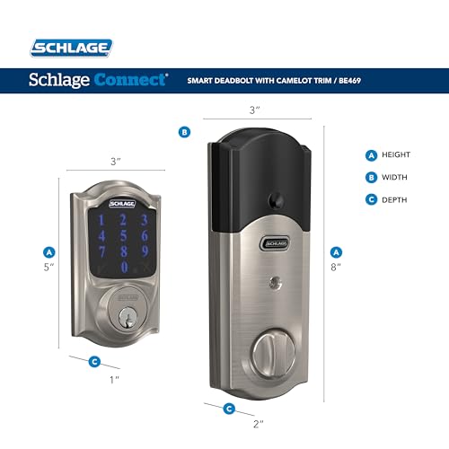 Schlage Connect Smart Deadbolt Lock with Camelot Trim, Aged Bronze - image 3