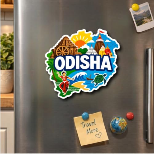 Image of Decorative Fridge Magnet Sticker for Refrigerator | Strong Magnetic Fridge Decor for Kitchen | Reusable Refrigerator Magnet for Home & Office, AG FM Odisha