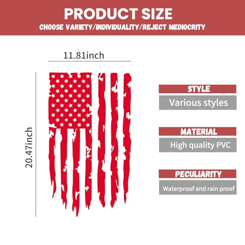 Image of 1 PC Distressed American Flag Vinyl Decal, 20.47x11.81 Inch US Flag Truck Tailgate Decal, Universal for Pickup Truck Tailgate Car Door Sides Windshield Decoration (Red)