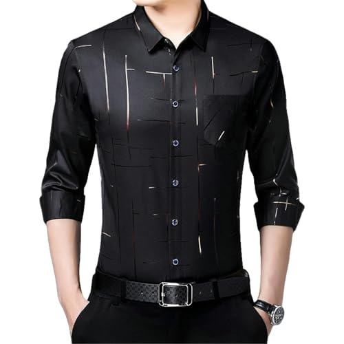 Chemise à manches longues rayée de qualité supérieure mode automne homme