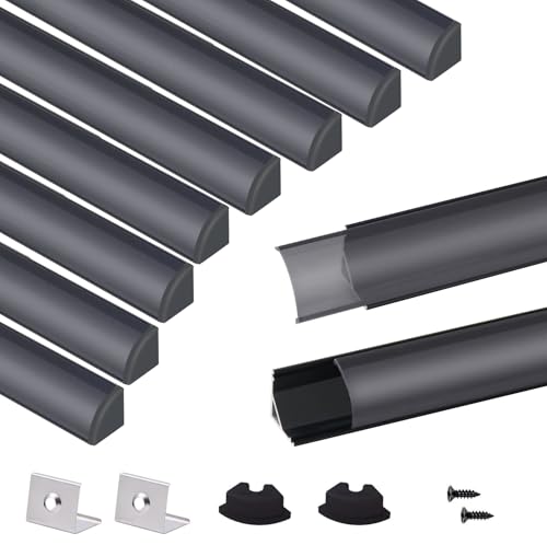 Image of VST 10pack 3.3 ft LED Channel, V Shape Led Diffuser Channel, LED Aluminum Channel System with Black Cover, End Caps and Mounting Clips, Aluminum Profile for LED Strip Light Very Easy Installation