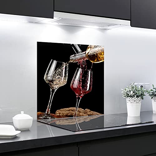 Crédence en verre trempé résistant à la chaleur - 60 x 65 cm - 4 mm d'épaisseur - Idéal derrière les cuisinières à gaz, en céramique et à induction - Facile à nettoyer
