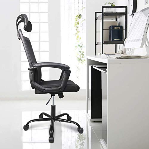 Smug Office Ergonomic Mesh Home Headrest Computer Desk Chair, Black #TOP7