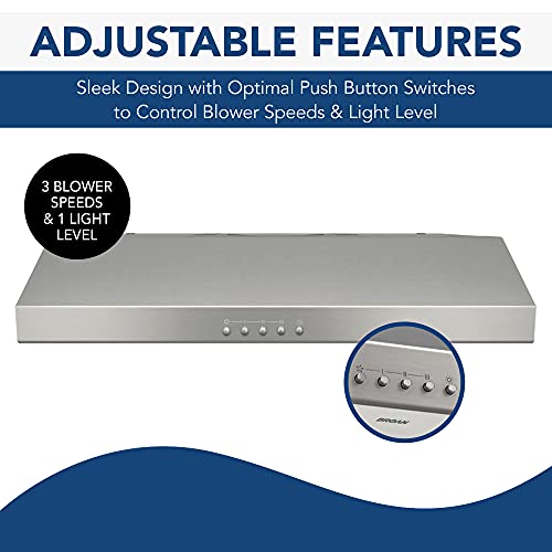 Broan-NuTone BCSQ130SS Three-Speed Glacier Under-Cabinet Range Hood with LED Lights ADA Capable & TOSHIBA EM131A5C-SS Countertop Microwave Oven