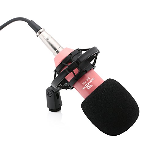 Powerpak Studio Microphone BM700 Professional Large Diaphragm Studio Recording Microphone (Pink