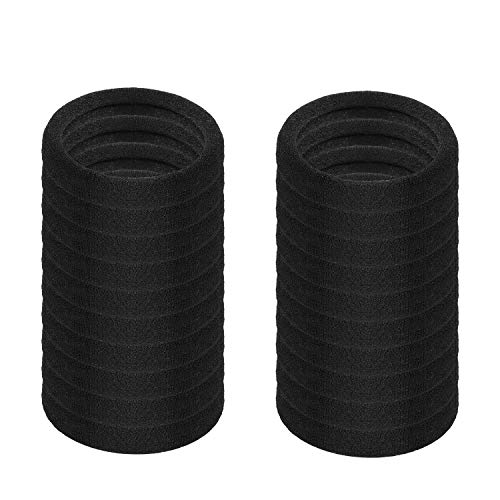 Seamless Hair Ties for Women Medium Size Elastic Cotton Hair Bands No Damage Ponytail Holders 20 Pcs All Black