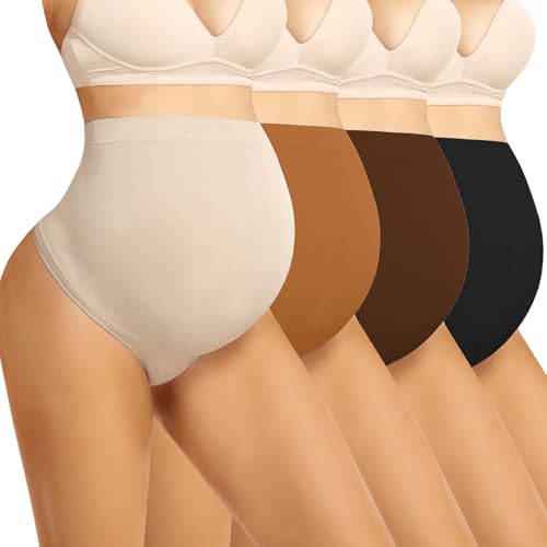 Boguish Maternity Underwear Thong Over Bump - Pregnancy Shapewear Over Belly Support Seamless Pregnant Panties for Women