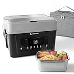 AMZCHEF Cordless Electric Lunch Box for Adults: 6.3-Cup Heated Lunch Box Battery with 5-sided Automatic Heating, Portable Food Warmer with Utensils, Included Carry Bag, Removable Divider for Hot Meals