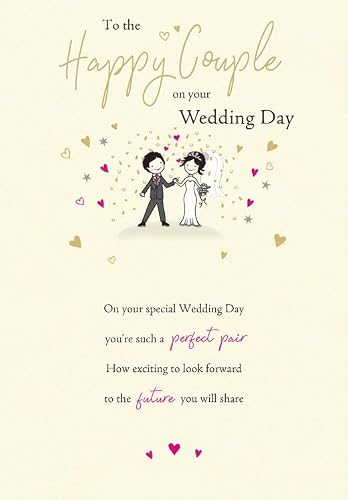 Piccadilly Greetings Wedding Card, To a Happy Couple - 9 x 6 inches