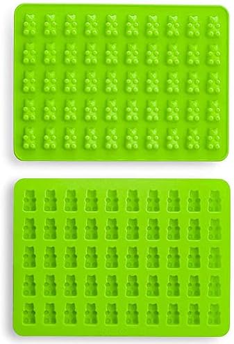 WHPromLang Silicone Gummy Bear Candy Molds 50 Bear Mould Wax Melt Mould with Dropper for DIY Baking Cake Food Chocolate Jelly Mini, Green