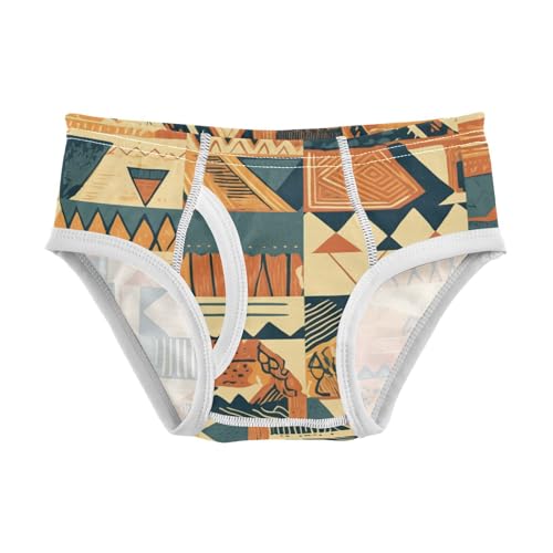 KLL Colored African Patchwork Motifs Toddler Boys' Comfort Nighttime Underwear Breathable Children Panties