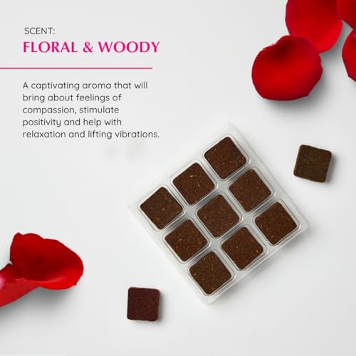 Image of Pink Rose Incense Bricks (3 Trays x 9 Pieces Each) by Aromafume | Ideal for Romance, Sensuality, Lifting Vibrations, Preparation for Prayer, Relaxation & Rituals, Temple & Mosque | Refill Pack