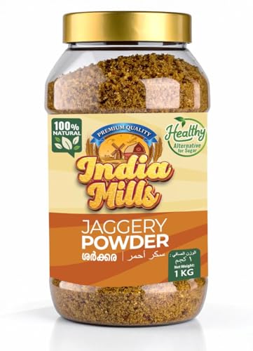 India Mills Jaggery Powder 1Kg Jar | Natural & Unrefined Sweetener | Chemical-Free Sulphur-Free | Traditional Indian Superfood
