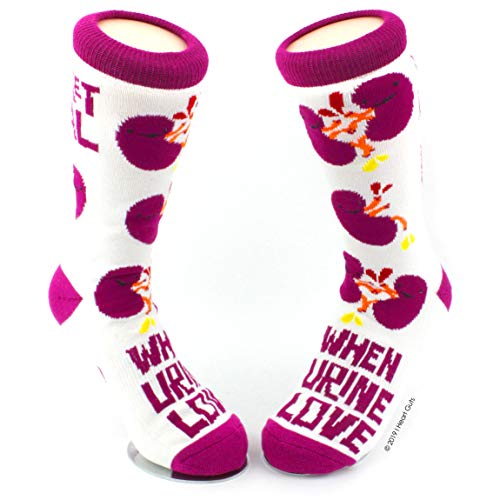 I Heart Guts Kidney Socks – When Urine Love + Let’s Get Renal – Funny Kidney Disease Gift, Dialysis Support, Transplant Recovery, CKD Awareness, Renal Health, Get Well Present for Patients & Friends2