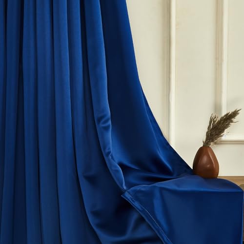 Image of Amazon Basics - Room Darkening Blackout Door Curtains, 100% Room Darkening | 9 Feet |Set of 2| Plain Design | for Living Room and Bedroom | 115cmx 274cm, Color- Blue