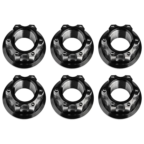 Image of Titanium M6 M8 M10 M12 M14 M16 Flange Bolt Nut Bicycle Motorcycle Rear Axle Car Modification Accessories Pack of 6 (M12 Pitch 1.5mm, Black)