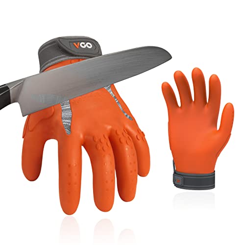 Vgo... NGG X1 Seamless Utility Gloves,Cut Resistant Safety Work Gloves,HPPE Anti-cut Liner,EN388 level C,ANSI level A3,Anti-slip Palm Mechanic Gloves(TP1112HY,Orange,L,1Pair)