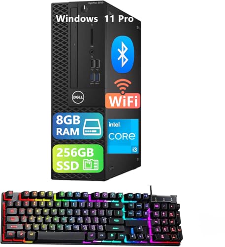 Dell Optiplex 3050 SFF Computadora de sobremesa, Windows 11 Pro, 8 GB de RAM, 256 GB SSD, Core i3-7100, USB WiFi+BT, Teclado, Mouse, sin DVD (reacondicionado)