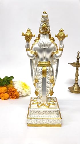 Image of Gold Art India Lord Tirupati Balaji Idol with Garuda Murti for Mandir Pooja Room Lord Vishnu Shree Venkateswara Swamy Statue God Balaji Home Decor Showpiece Gift Living Room (Gold Silver Plated)