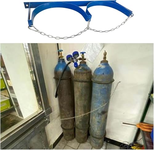 Wall-Mounted Cylinder Rack with Rustproof Chain-Secured Frame for Laboratory and Industrial Environments.,25.6x7.9 in/65x20 cm