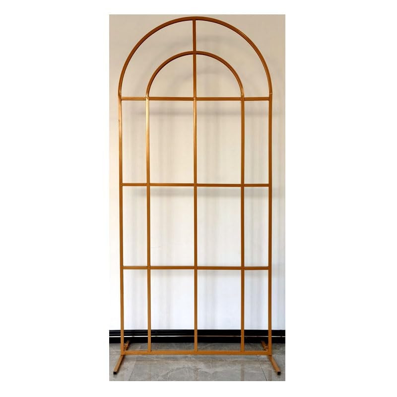 XLIHAWY Party Arch Backdrop Stand, Balloon Photo Background Stand with Solid Base Thick Poles, Multiuse Wedding Arch Frame for Birthday Ceremony Decoration(Gold,0.8x1.8m)