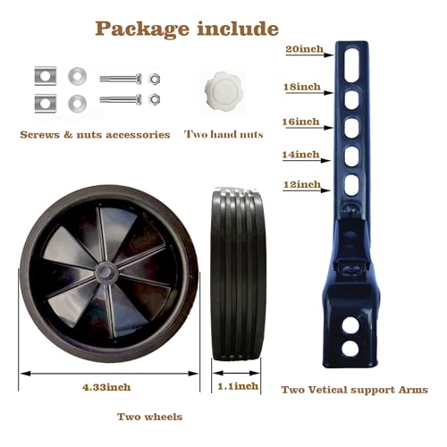 Mehome Rodas de treinamento de bicicleta de liberação rápida para 12 14 16 18 20 polegadas. As rodas