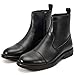 Men's Leather Chelsea Dress Boots - Side Zip Fashion Casual Slip On Cap Toe Ankle Boot for Men, Black Grey, Size 10.5