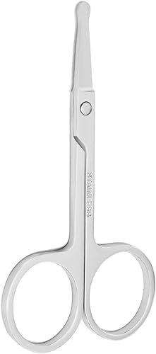 Vista 9 de Tijeras para recortar el vello de la nariz, tijeras de punta redonda de 3.4 pies para recorte de bigote de orejas, cejas, barba, bigote, herramienta