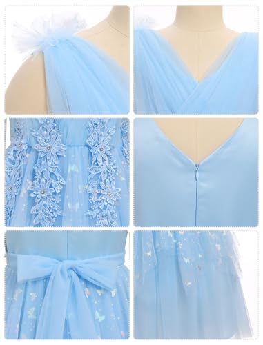 Flower Girl Formal Wedding Dress Sparkly Butterfly Junior Bridesmaid Pageant Outfit Princess First Communion Prom Gown2