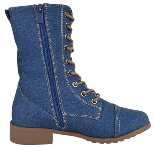 Forever Women Shoes Combat Army Style Boots Lace Up Side Zipper Booties3