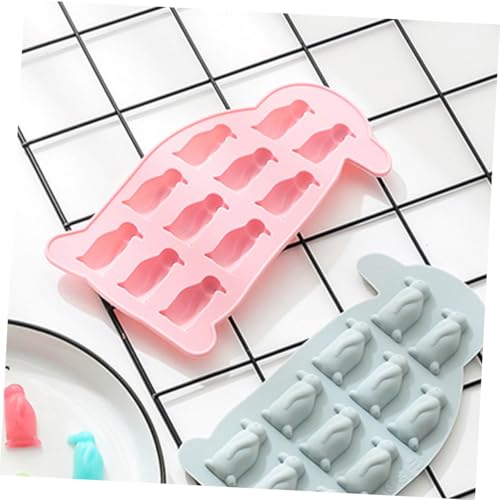 Moldes de Hielo de Silicona con Forma de Pingüino Rosados miniatura 2