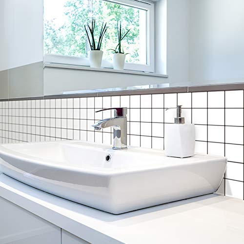 Ecoart Peel And Stick Wall Tile 10" X 10" Backsplash Stick On Kitchen Bathroom 16 Cells Square Brick Stick Tile Sticker(6 Sheets) (White) #TOP3