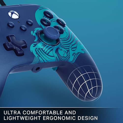 Image of PowerA Advantage Wired Controller for Xbox Series X|S - Blue Wave, gamepad, hall effect thumbsticks, gaming controller, USB-C, Works with Xbox One, Officially Licensed