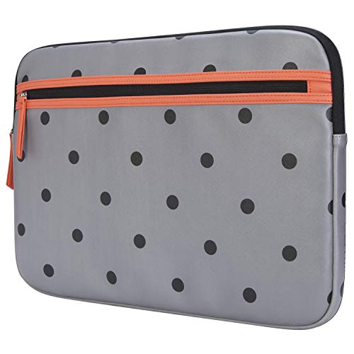 Targus Arts Edition Slim Protective Sleeve For 15.6-Inch Laptop Case With Zippered Pocket, Soft Shell Smooth Material, Polka Dot Design, Gray/Salmon (Tss999Gl) #TOP2