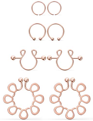 Jenxnjsjo Fake Nipple Rings Fake Nipple Piercing Fake Nipple Ring Nipple Jewelry Non Piercing Fake Nipple Piercings Fake Nipples Nipple Rings Non Piercing Faux Nipple Ring Clip On Nipple Rings Women