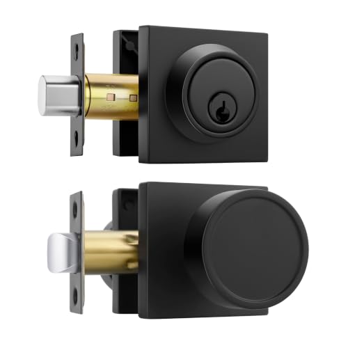 Image of Goldenwarm Black Door Lock Set with Deadbolt, Matte Black Privacy Door Knob and Deadbolt Set, Zinc Alloy Exterior Door Knobs, 1 Pack