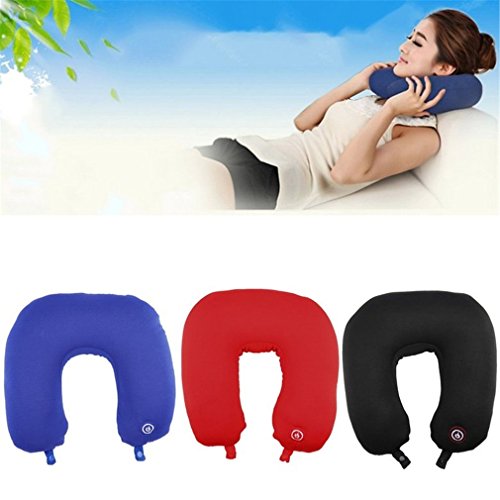 Mahaishangmao U-Shaped Travel Pillow, Neck Massage Microbead Battery Operated Vibrating,Soft Airplane Neck Pillow Best For Airplane Travel, Driving, Studying, Working, Home And Camping #TOP2