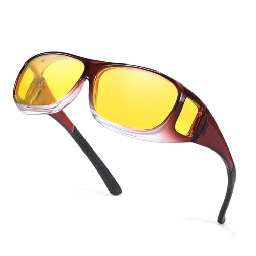 Myiaur Night Vision Glasses for Men Women, Polarized Fit Over Wrap Around Driving Glasses, Anti Glare and UV400 Protection