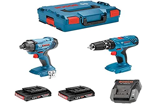 Bosch Professional 18V System GSB 18V-21 + GDR 18V-160 - Taladro percutor + atornillador de impacto a batería (2 baterías x...