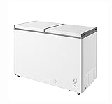 Chest Freezer 9.8 Cu.ft Double Door Deep Freezers with Removable Baskets,with 7 Temperature Settings, Perfect for Homes, Garages, Basements, White