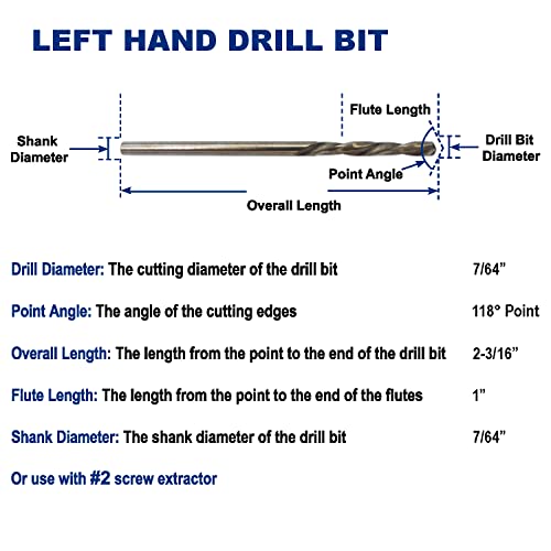 Drill Hulk DHLE07 7-Piece M35 Cobalt Left Hand Drill Bit Set thumb #2