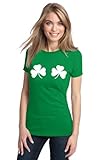 NICE SHAMROCKS Ladies' T-shirt / St Patrick's Day Irish Pride Boob Tee Shirt-Green-Large