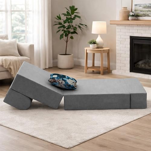 Image of Convertible 3 * 6 Single Seater Sofa Cum Bed | Foldable Sofa Bed for Apartments & Studio Rooms (Grey, COMFORTMAX)