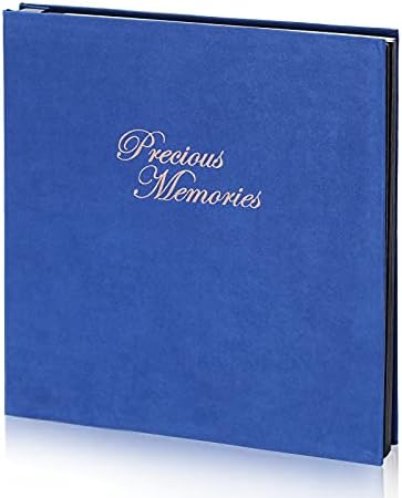 Photo Albums Scrapbook with Velvet Cover Self Adhesive Memory Book As Delicate Presents 13"×12.6" Large Album 40 Self-Stick Black Pages Hold 200 6x4 Photos